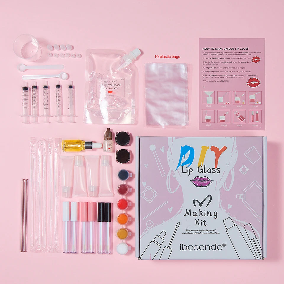 DIY Lip Gloss Making Kit Moisturizing Lip Gloss Base Diy Raw Material Tool Kit Shiny Glitter Lip Tints Glaze Handmade Cosmetics