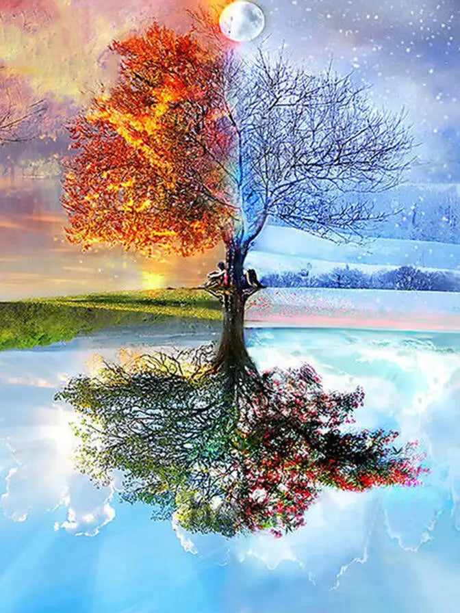 Handmade Diamond Painting Tree Landscape Home Decor - Smarsty