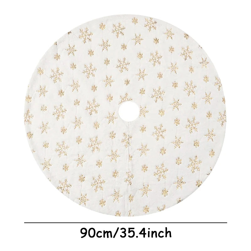 1pcs 78/90/122cm White Christmas Tree Skirt Plush Faux Fur 2023 Xmas Tree Carpet Decoration Ornament New Year Navidad Home Decor