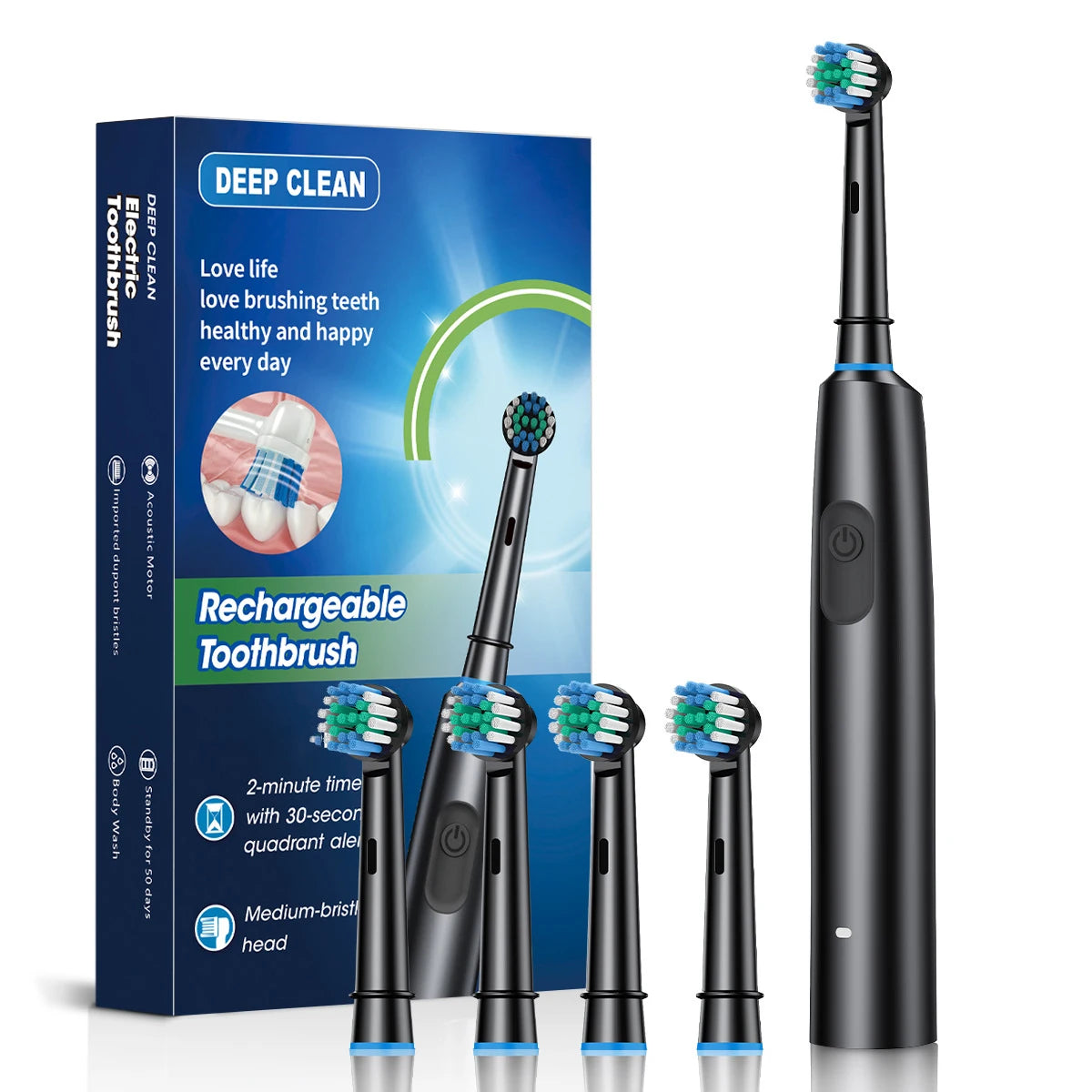 Waterproof Electric Toothbrush with 8 Heads and Timer - Smarsty