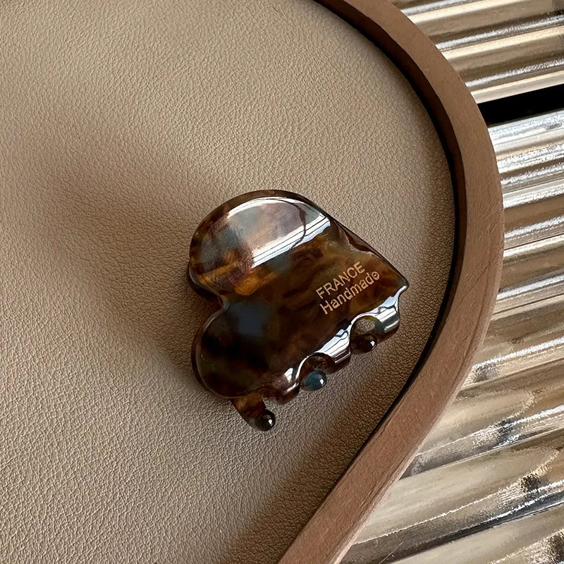 Small Heart Shaped Acetate Hair Clips Secure Hold Everyday - Smarsty