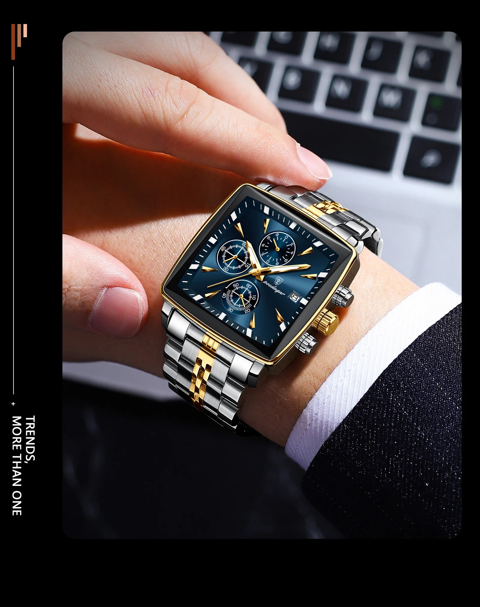 Luminous Waterproof Men's Chronograph Watch with Date - Smarsty