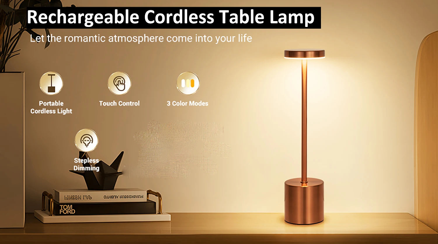 LED Touch Sensor Rechargeable Table Lamp for Reading - Smarsty