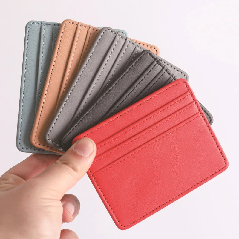 1Pc Pu Leather ID Card Holder Candy Color Bank Credit Card Box Multi Slot Slim Card Case Wallet Women Men Business Card Cover - Smarsty