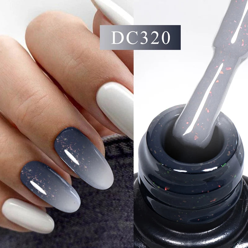 Auroras Thermal Rubber Base Gel Nail Polish Long Lasting Glitter - Smarsty