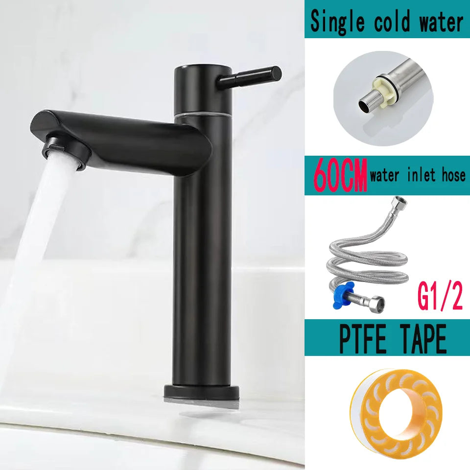Stainless Steel Single Cold Bathroom Faucet Durable Design - Smarsty