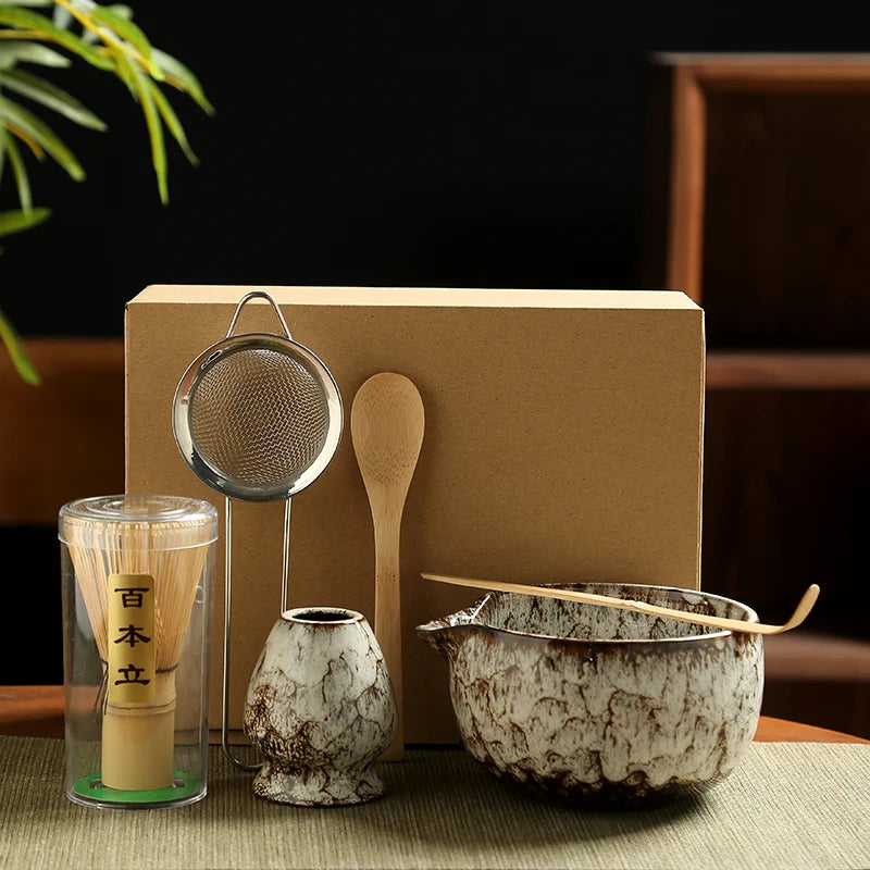 6PCS Japanese Matcha Tea Set Safe Bamboo Whisk Teaspoon Tea Sets Matcha Bowl Matcha Whisk Holder for Tea Lovers Tea-Making Tools - Smarsty