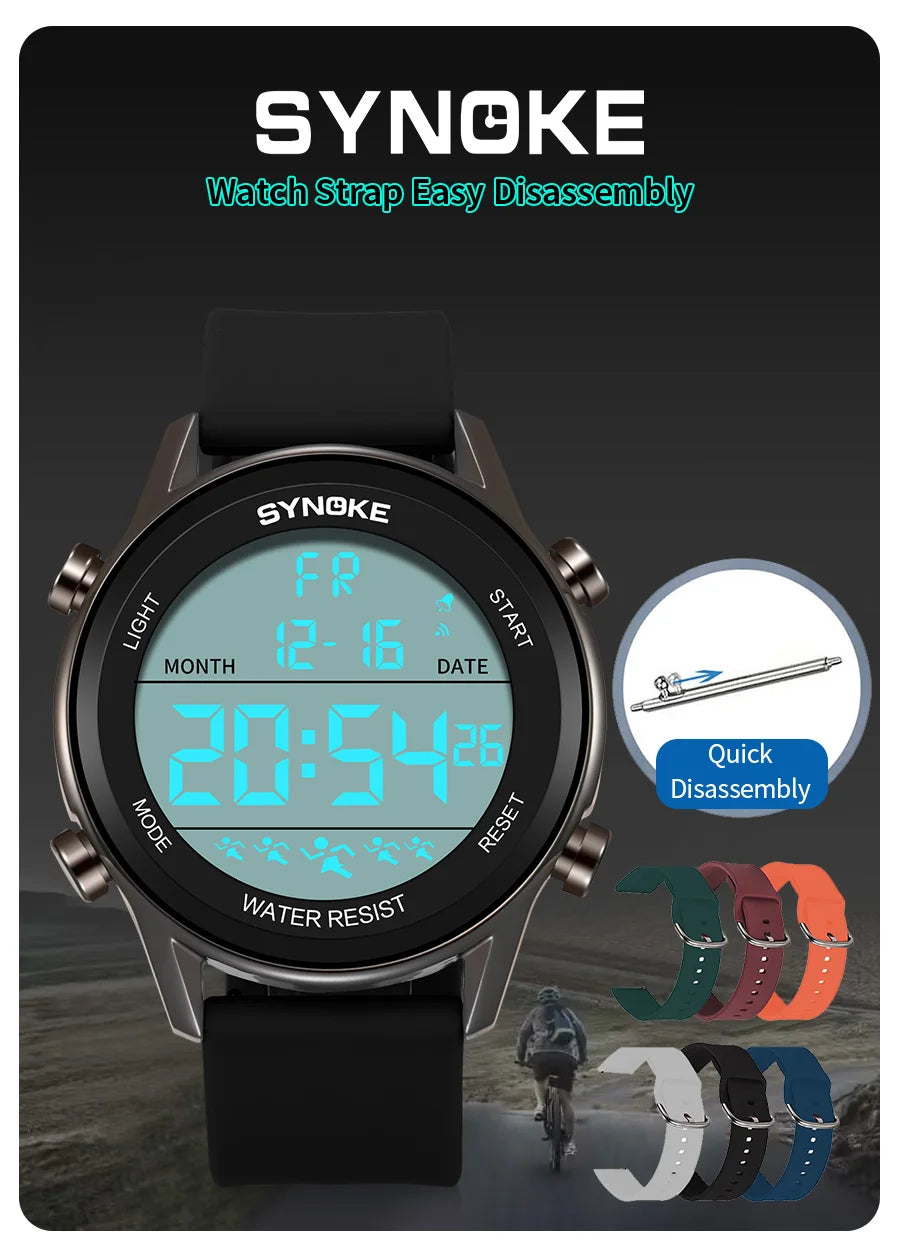 SYNOKE Men's Waterproof LED Digital Sports Watch - Smarsty