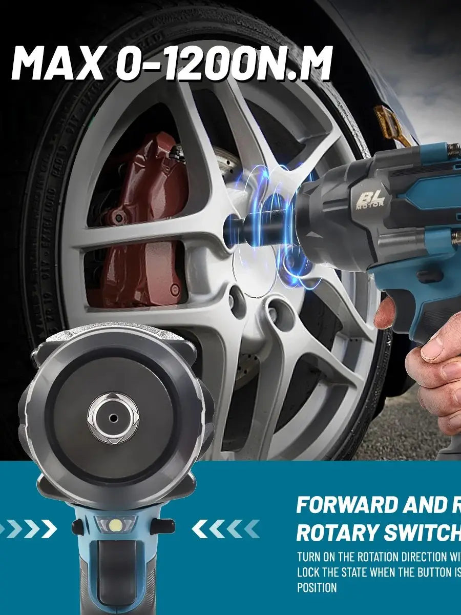 1200N.M Torque Brushless Electric Impact Wrench Cordless Power Tool - Smarsty