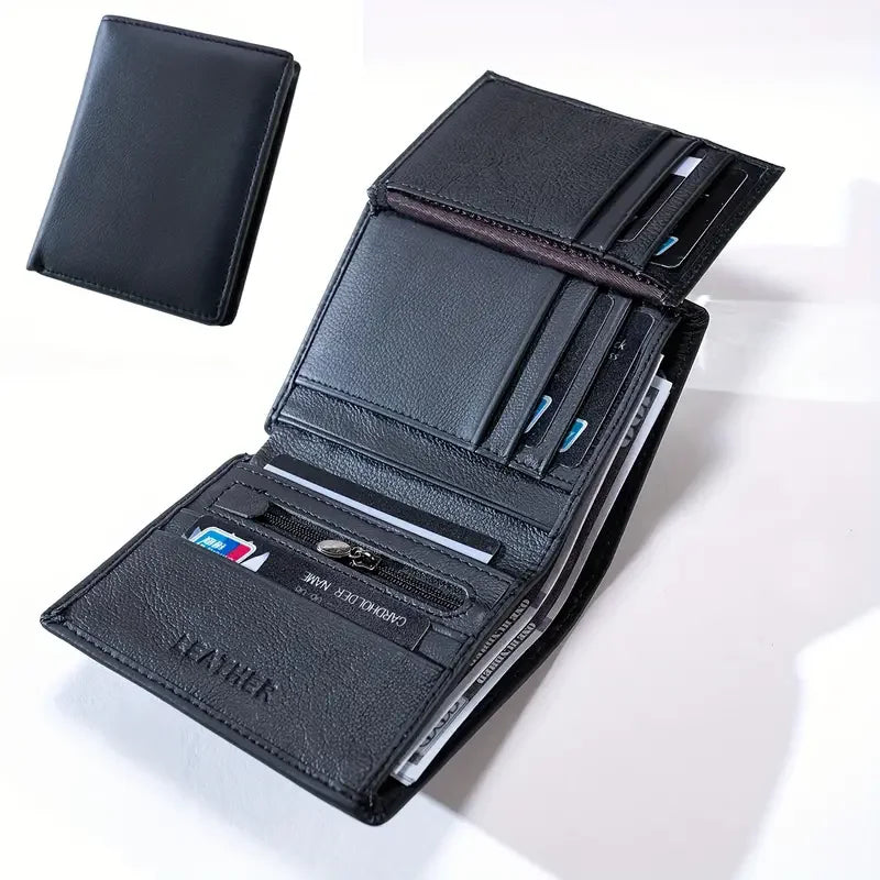 men's wallet Genuine Leather Wallets For Men Coin Purse Vintage Vertical Short Credit Card Holder Money Bag Men's RFID wallet - Smarsty