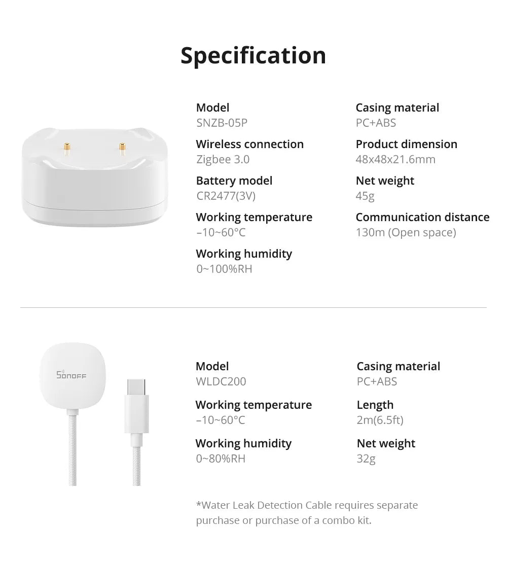 Sonoff SNZB-05P Zigbee Water Leak Detector With Remote Control - Smarsty