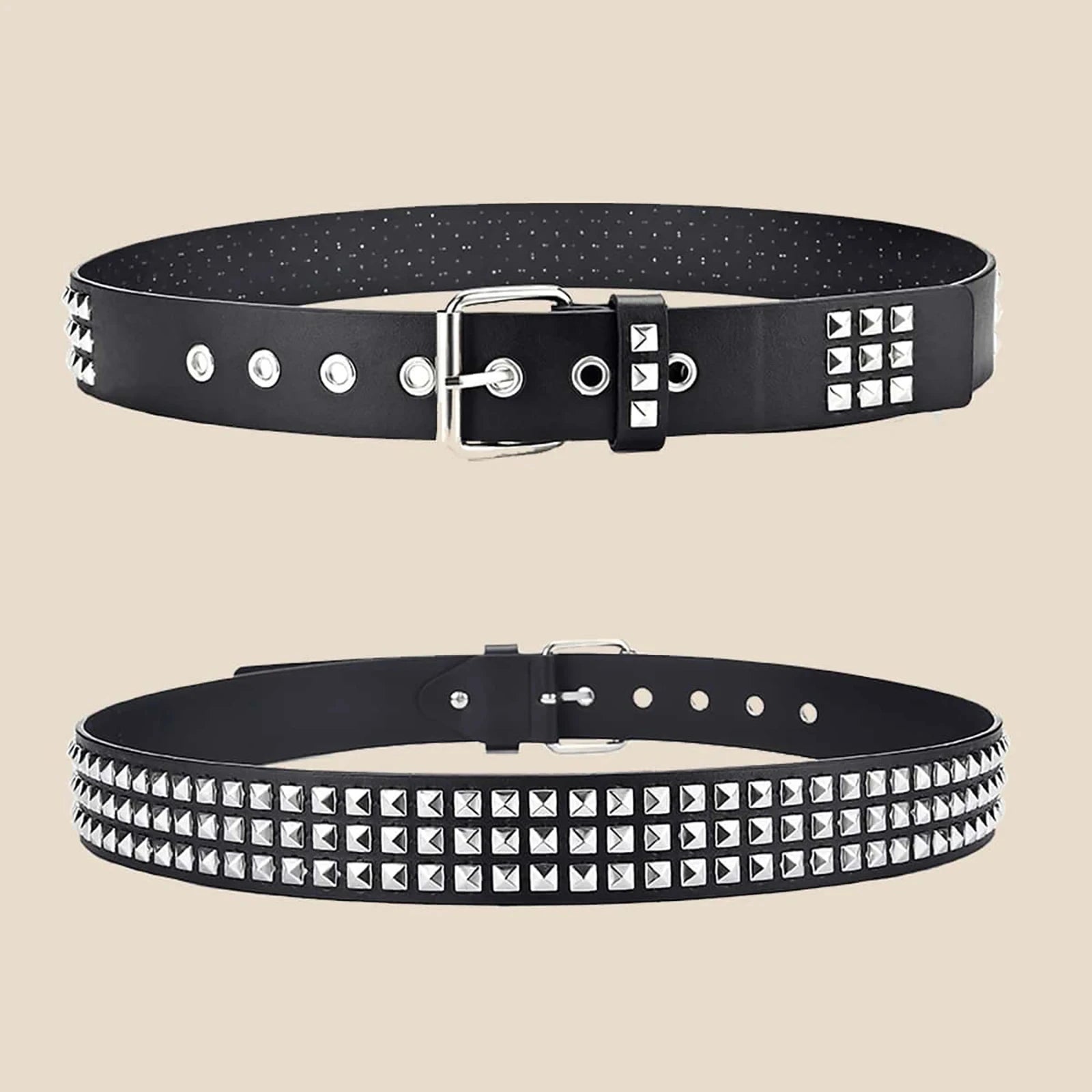 Unisex Square Bead Rivet Punk Metal Belt - Smarsty