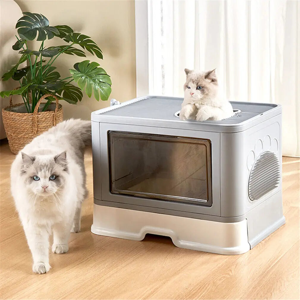Foldable Cat Litter Box with Massager Scoop - Smarsty