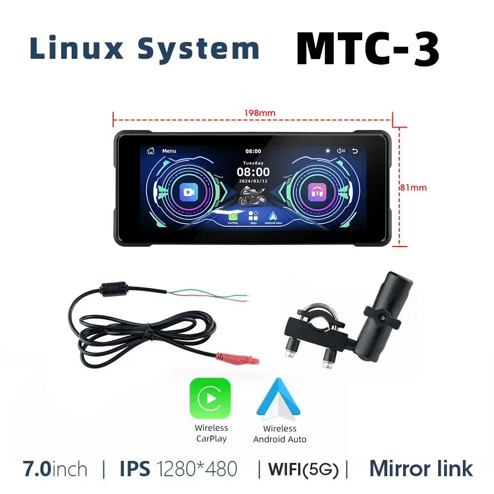 7 Inch Motorcycle GPS Navigation IP67 Waterproof CarPlay - Smarsty