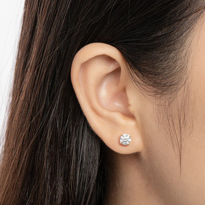 Moissanite Studs 0.5 To 2Ct Sterling Silver Screw Back - Smarsty
