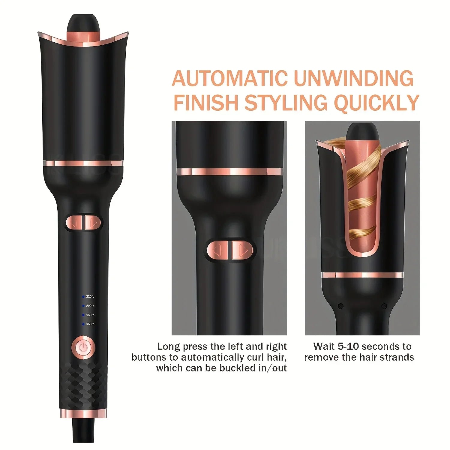 TINSOL Automatic Ceramic Curling Iron for Effortless Curls - Smarsty