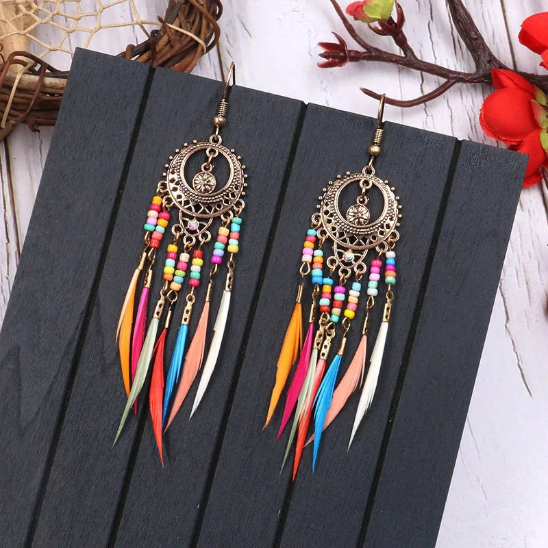 Trendy Bohemian Vintage Tassel Drop Earrings for Women - Smarsty