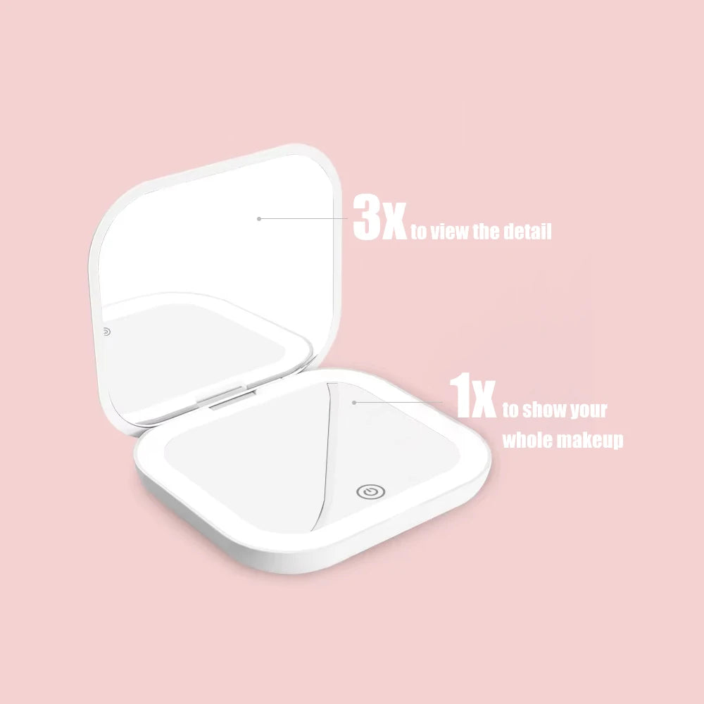 Compact Mini Makeup Mirror with Lights and Magnification - Smarsty