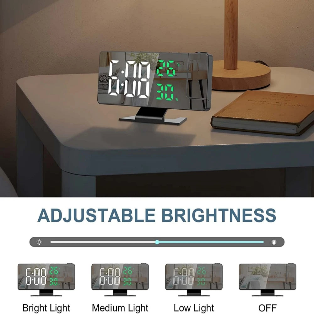 180 Degree Projection Digital Alarm Clock with Temperature Display - Smarsty
