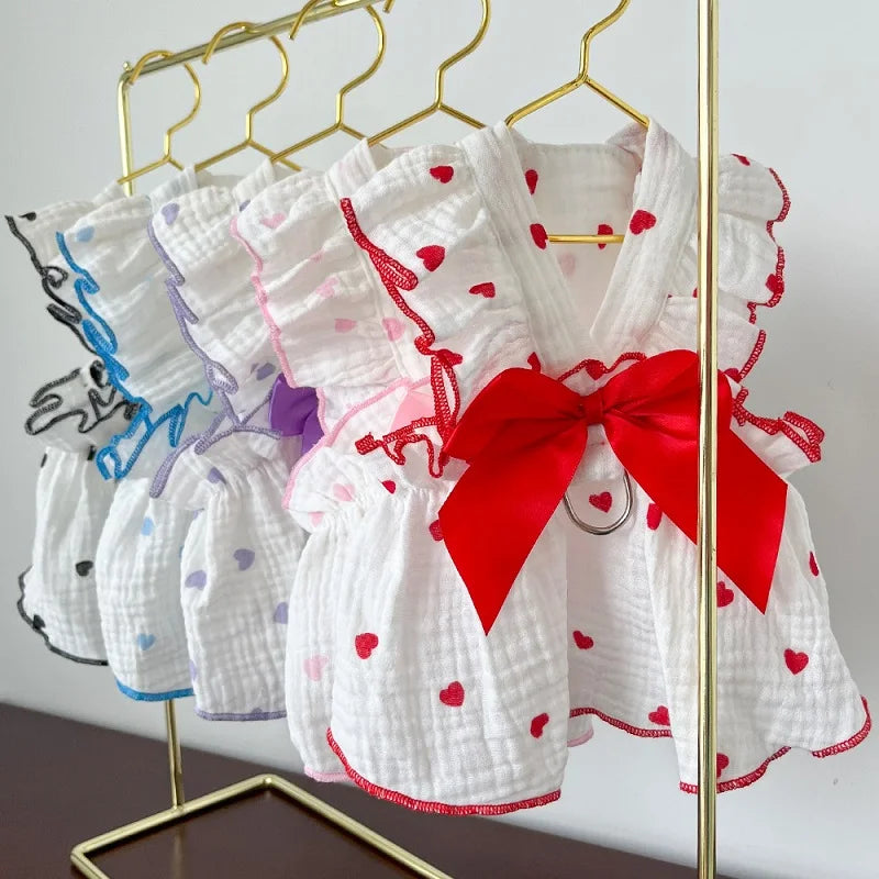 Summer Dog Cooling Dress with Cute Heart Print - Smarsty