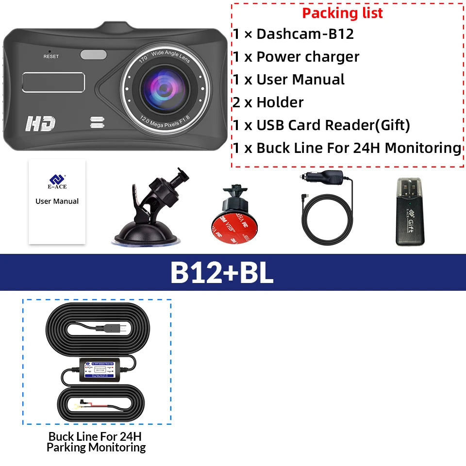1080P Dash Cam With Night Vision Front And Rear Recording - Smarsty