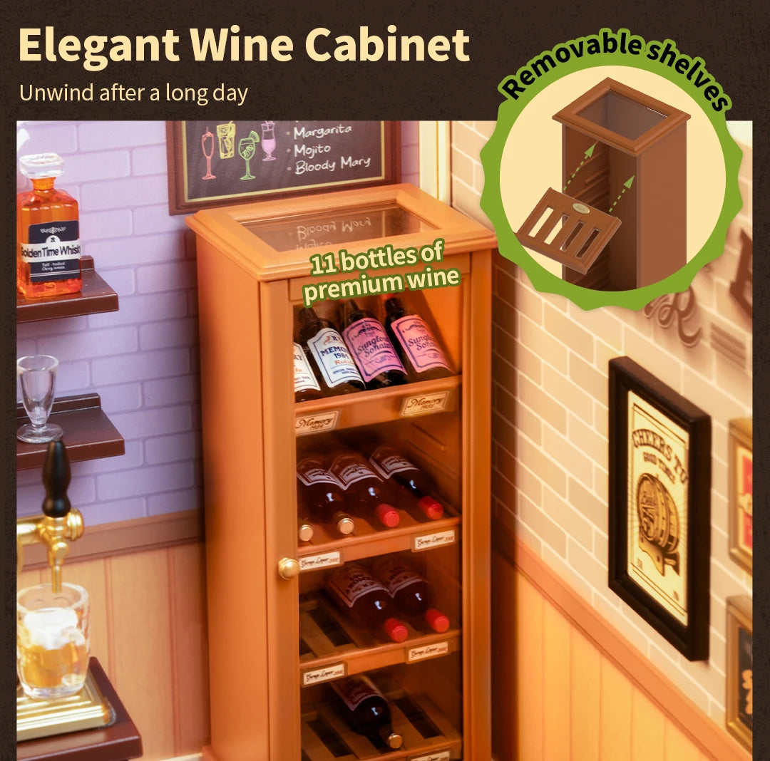 Robotime Rolife Super Creator Series Plastic Dollhouse Building Blocks for Kids Yum Burgers Leisurely Cheers Bar Sweet Sips Tea