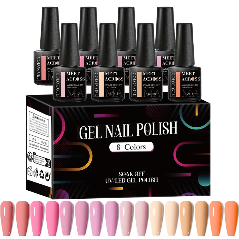 Fluorescent Gel Nail Polish Set With Glitter Finish - Smarsty