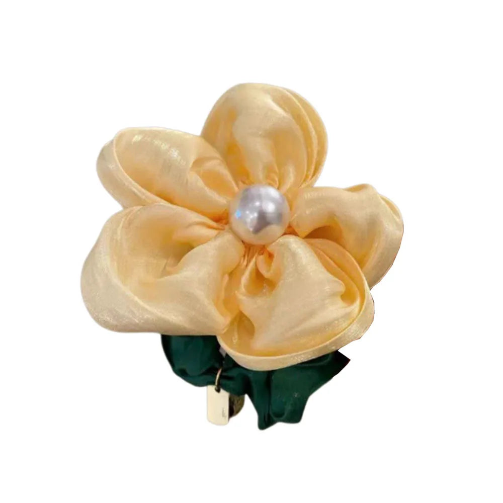 Summer Pearl Flower Scrunchie High Elastic Hair Tie - Smarsty