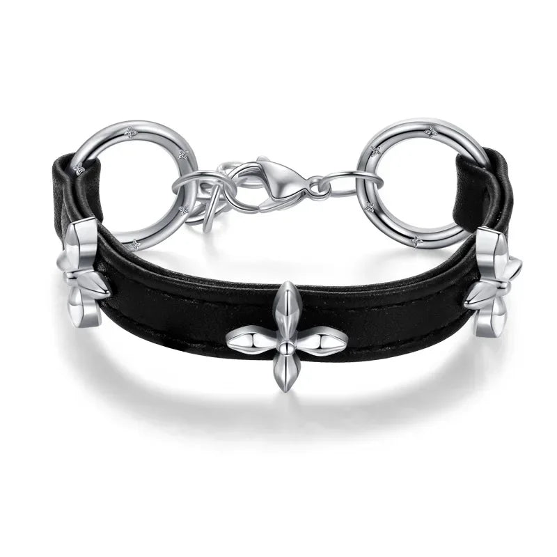 Unisex PU Leather Punk Bracelet with Spikes and Skull - Smarsty
