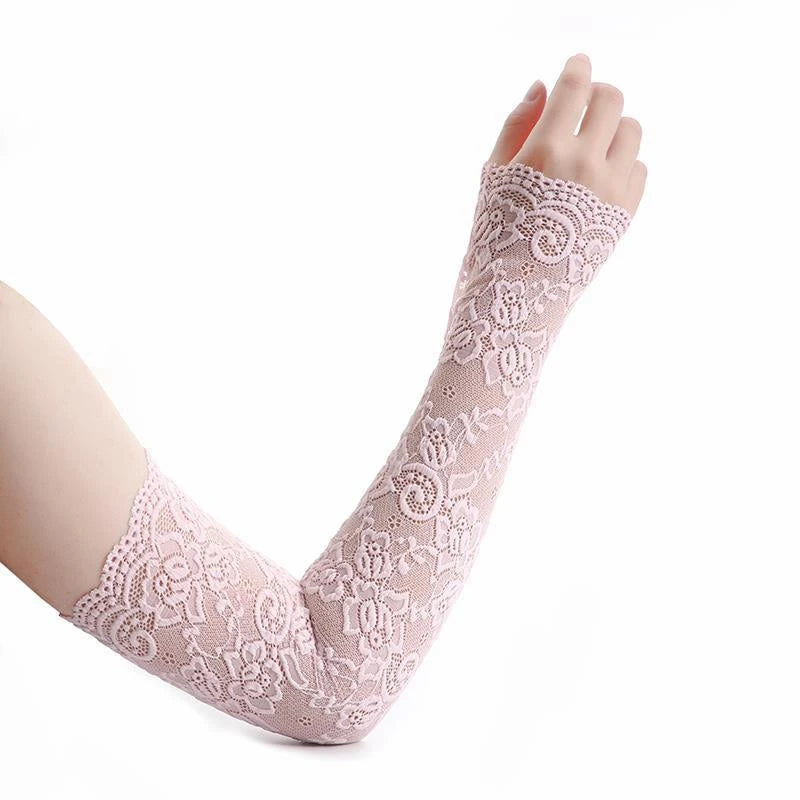 Women Lace Sunscreen Arm Sleeves UV Protection Gloves - Smarsty