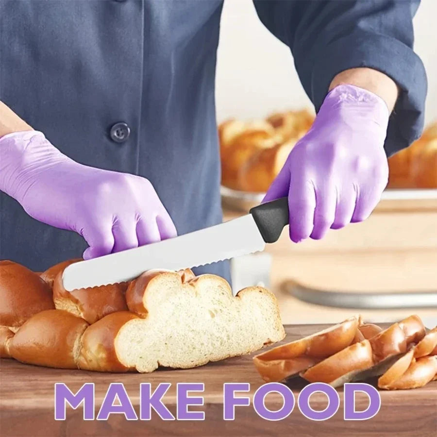 10-100pcs Disposable Purple Nitrile Gloves Latex Free Waterproof Suitable for Kitchen Food Processing Beauty Salon Work Glove