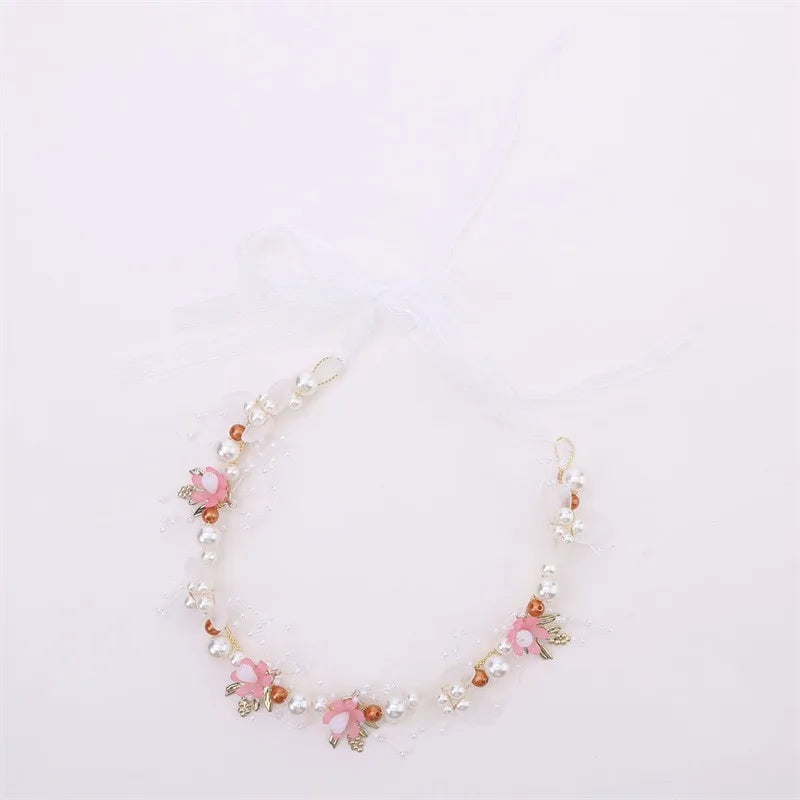 Bohemian Pearl Flower Headband For Girls Wedding Bridal - Smarsty