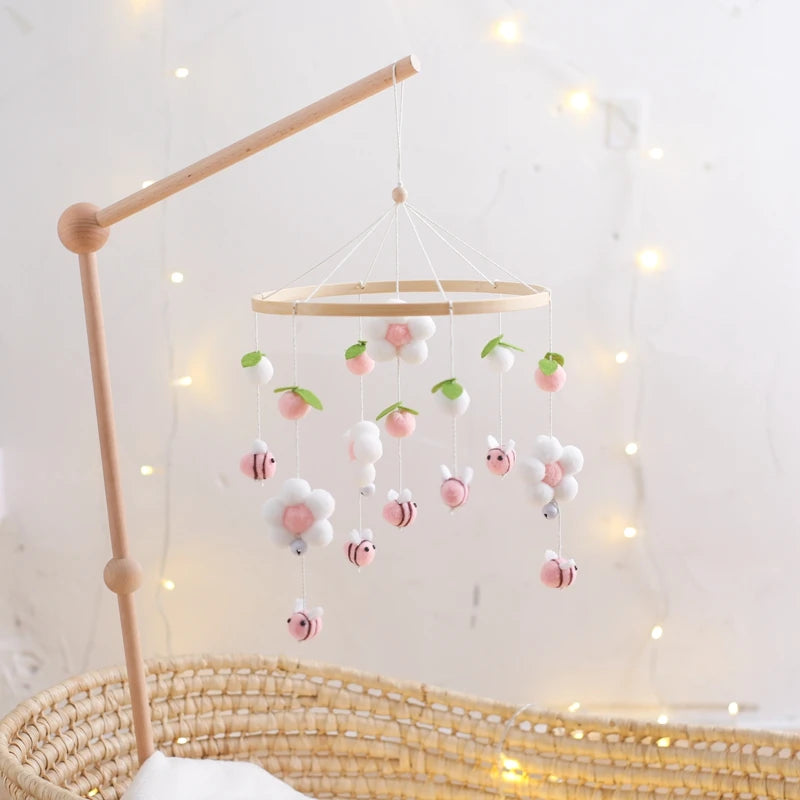 Baby Crib Mobile Bed Bell Rattle Toys Wooden Crochet Stars Pendant Bed Bell Toys Newborn Comfort Crib Bracket Hanging Toys Gifts by Smarsty