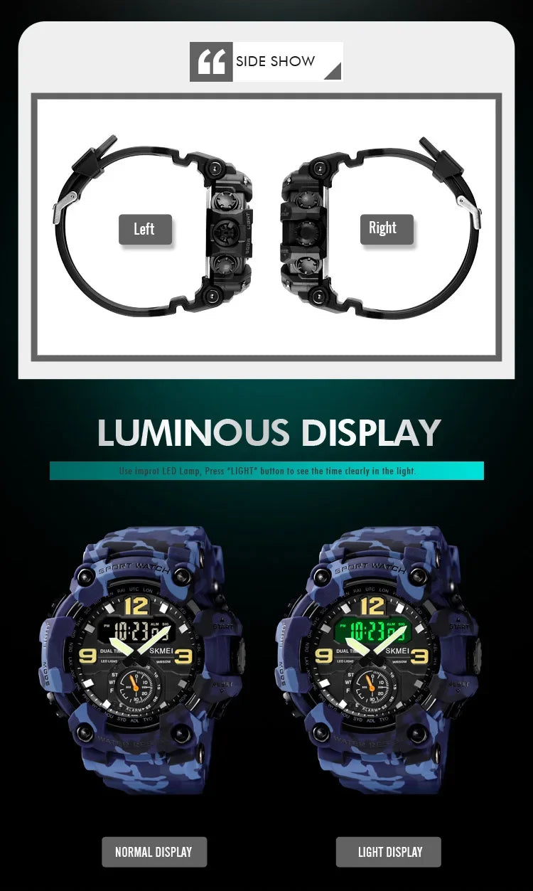 Skmei 1637 Waterproof Sport Wristwatch with Dual Movement - Smarsty