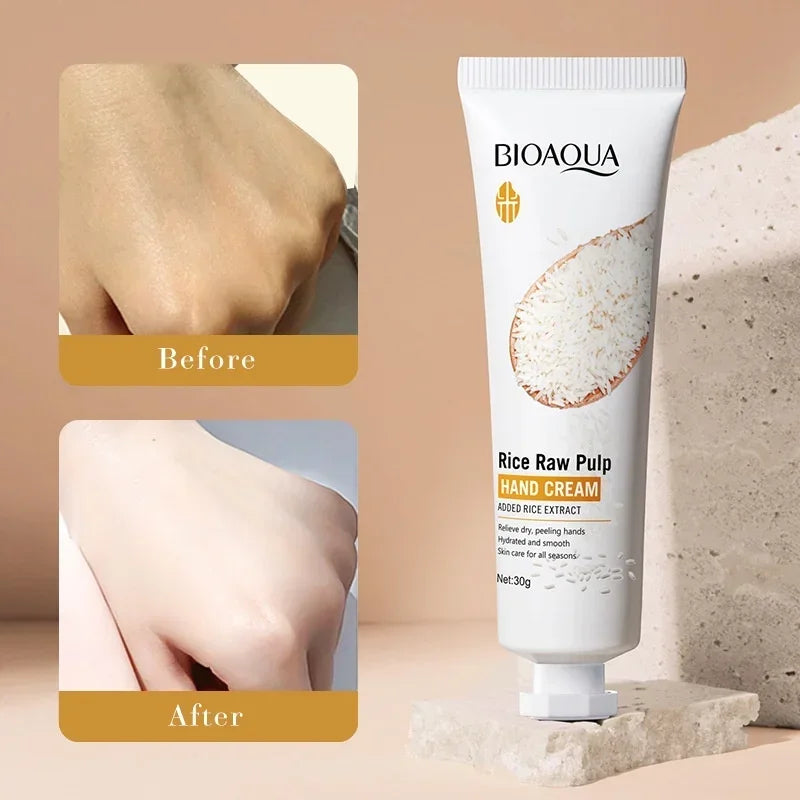 Rice Hand Cream Volumizing Rejuvenating Nourishing Moisturizing Refreshing Non-Greasy Hand Care Cream 30g - Smarsty