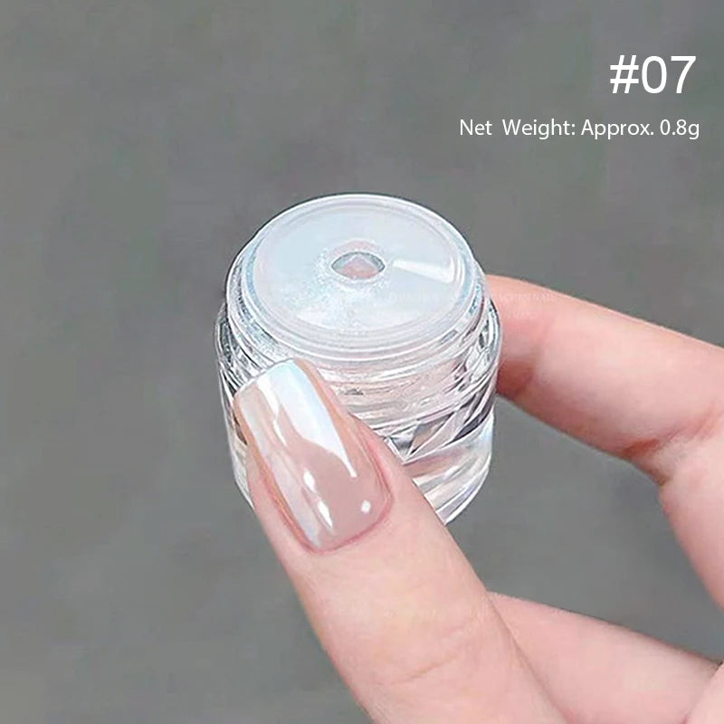 Aurora Pearl White Nail Glitter Powder for Stunning Designs - Smarsty