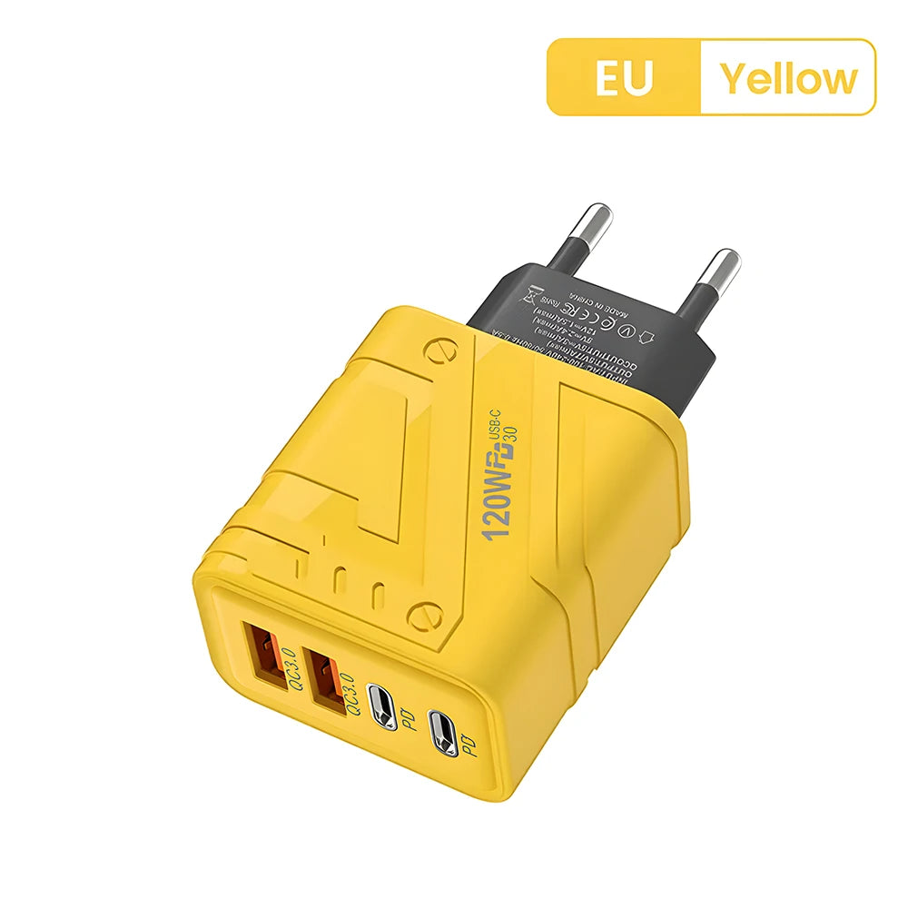 4 Ports USB C PD Charger Quick Charge 3.0 Type C USB Phone Chargers Fast Charging Adapter For iPhone 15 14 Samsung Xiaomi Huawei - Smarsty