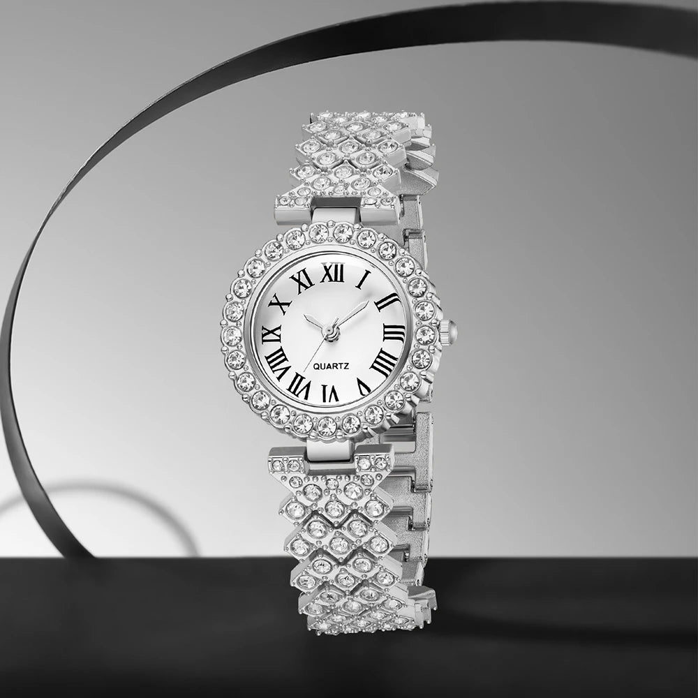 Luxury Silver Women's Quartz Watch Set for Her - Smarsty