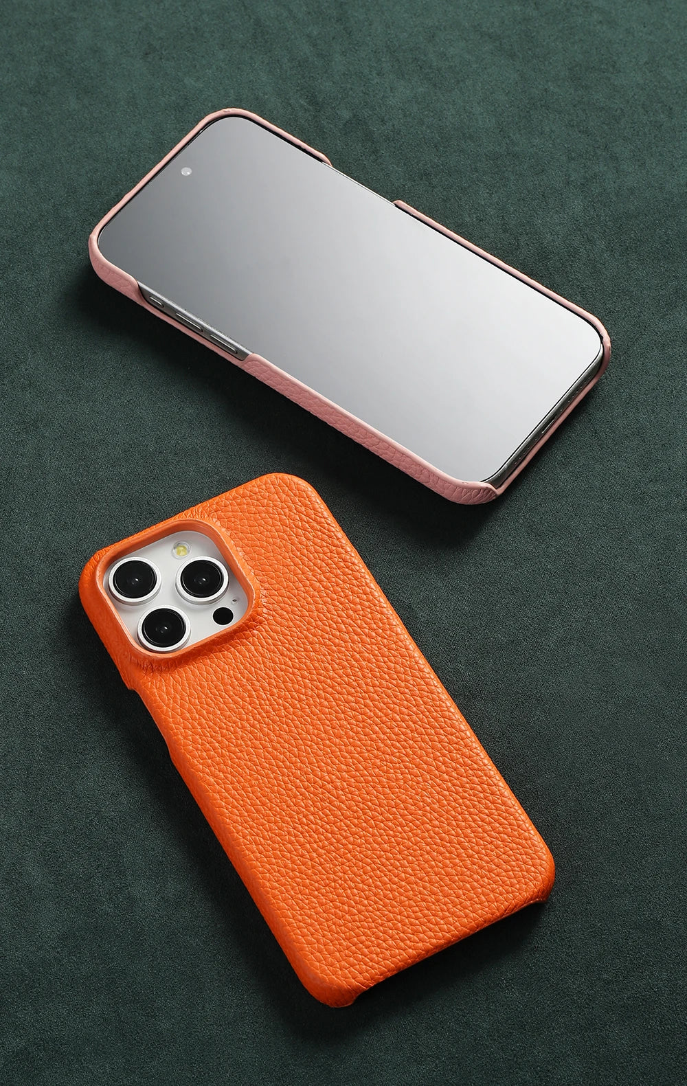 MagSafe Leather Case Natural Cowhide Lychee Finish Premium for iPhone 15, 16, 17 - Smarsty