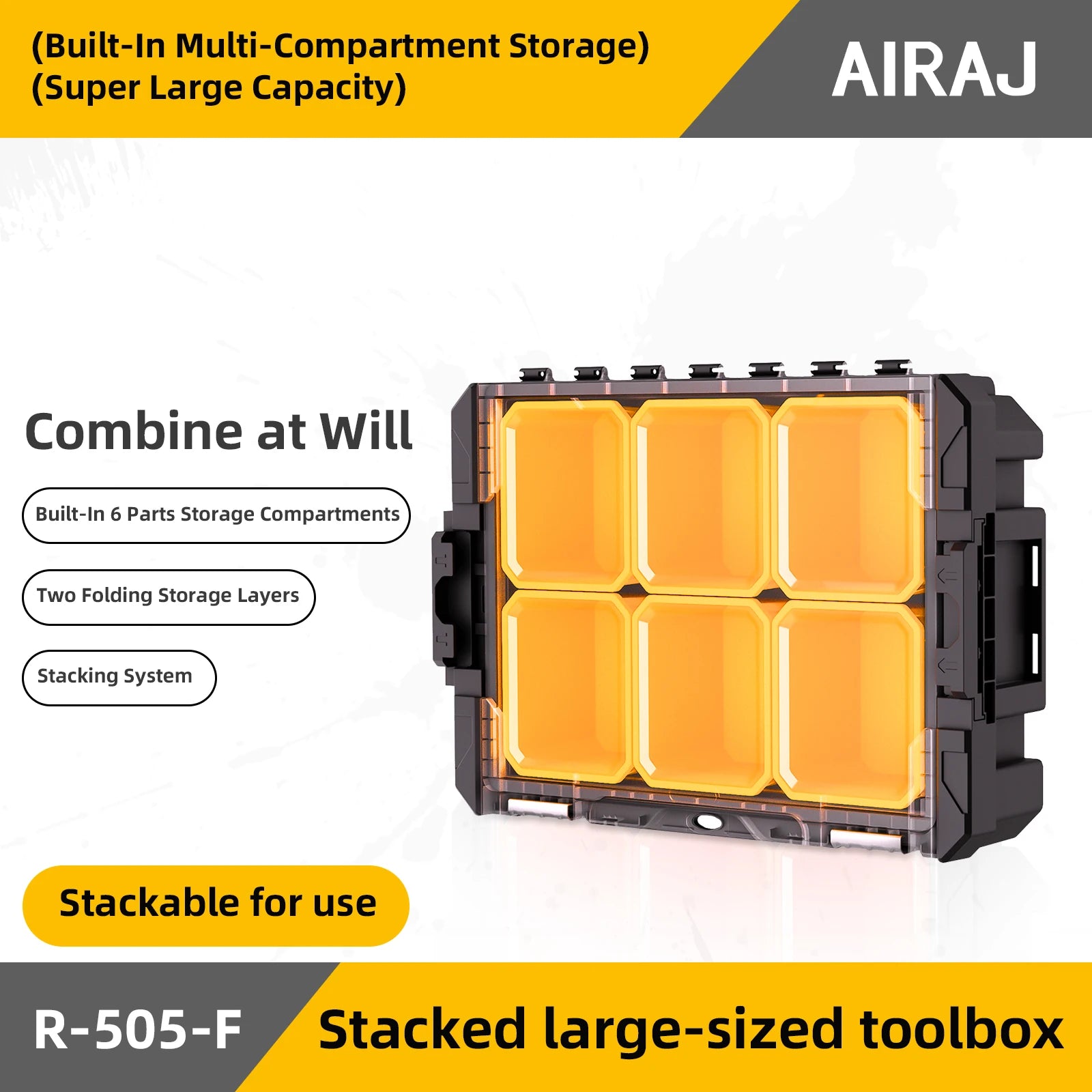 AIRAJ MultiFunctional Tier Stackable Rolling Plastic Portable Folding Tool Storage Box , Suitable for Garage Storage