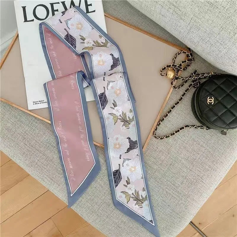 Summer Floral Silk Scarf Hairband Lightweight Headscarf - Smarsty