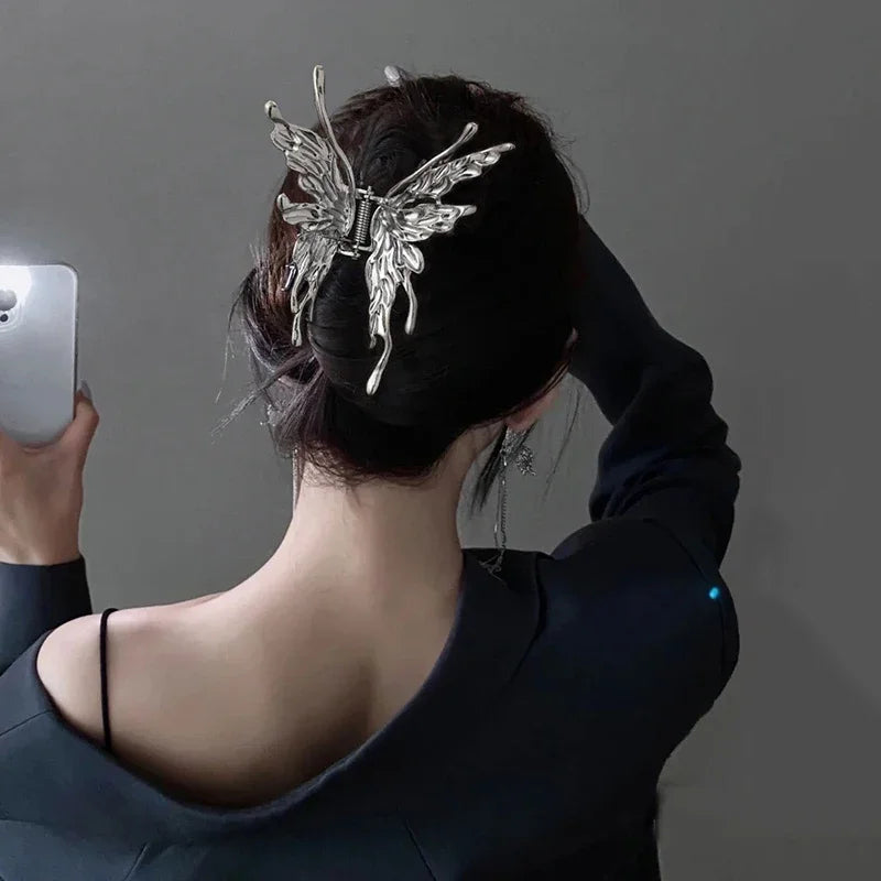 Large Hollow Butterfly Hair Claw Set Stylish Elegant Alloy - Smarsty