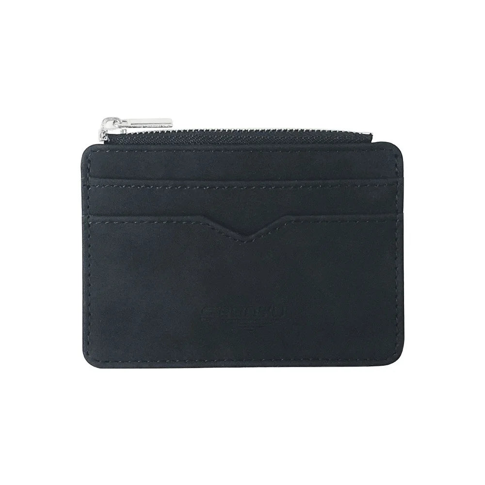 Short Matte Leather Card Wallet - Retro Multi-card Holder with Frosted Fabric, Zipper Bag for Money, New Minimalist Purse