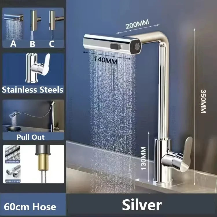 Flexible Stainless Steel Kitchen Faucet with Stream Shower Mode - Smarsty