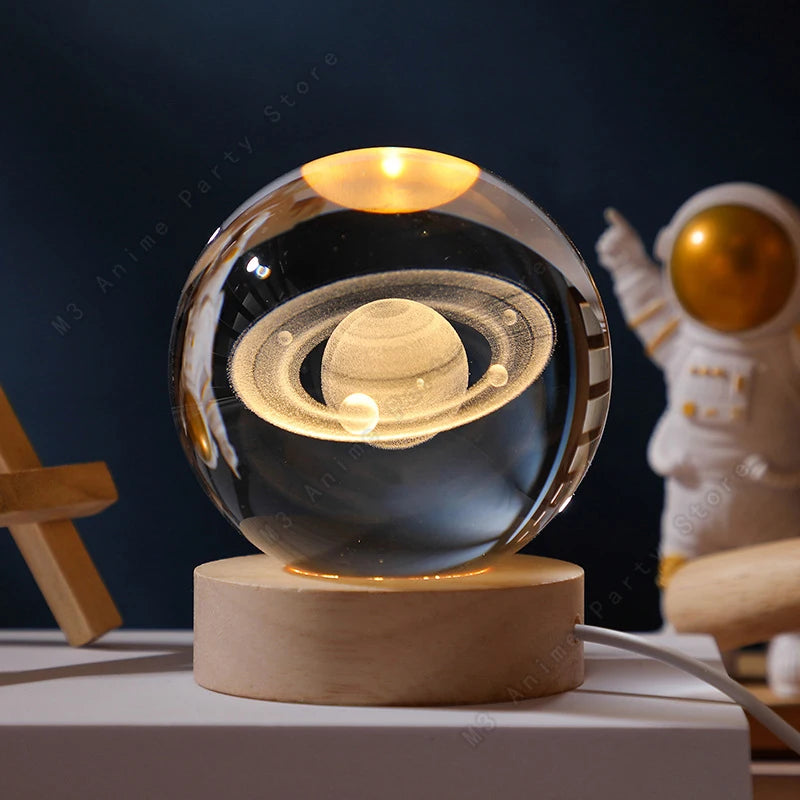 3D Crystal Ball Night Light with Glowing Galaxy Design - Smarsty