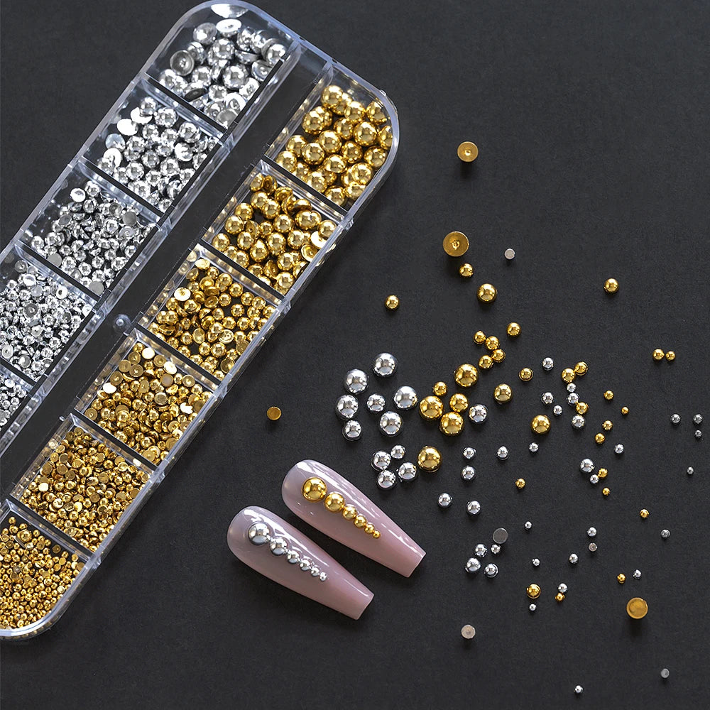 Gold Silver Caviar Bead Nail Charms for Stunning Manicures - Smarsty