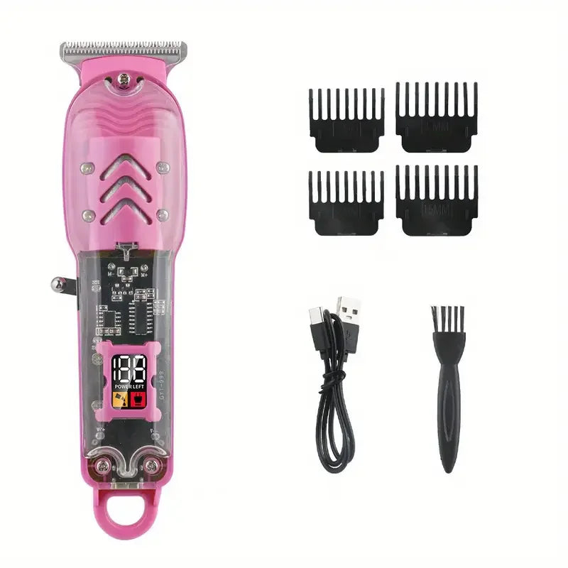 Professional Hair Clippers Rechargeable Hair Clipper Transparent Electric Hair Trimmers For Men Cordless Hair Cut Machine