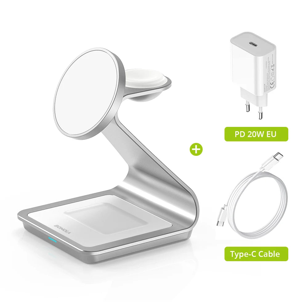 Magnetic Wireless Charger 3 in 1 Station for iPhone Watch - Smarsty