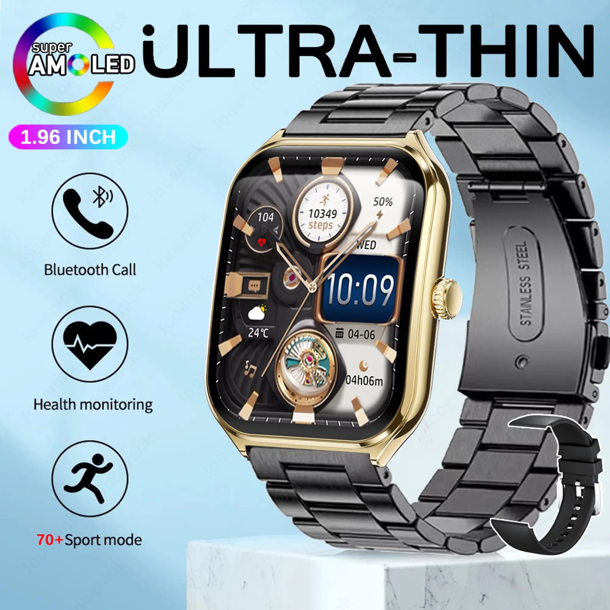Ultra Thin Smart Watch for Men with AMOLED Screen - Smarsty