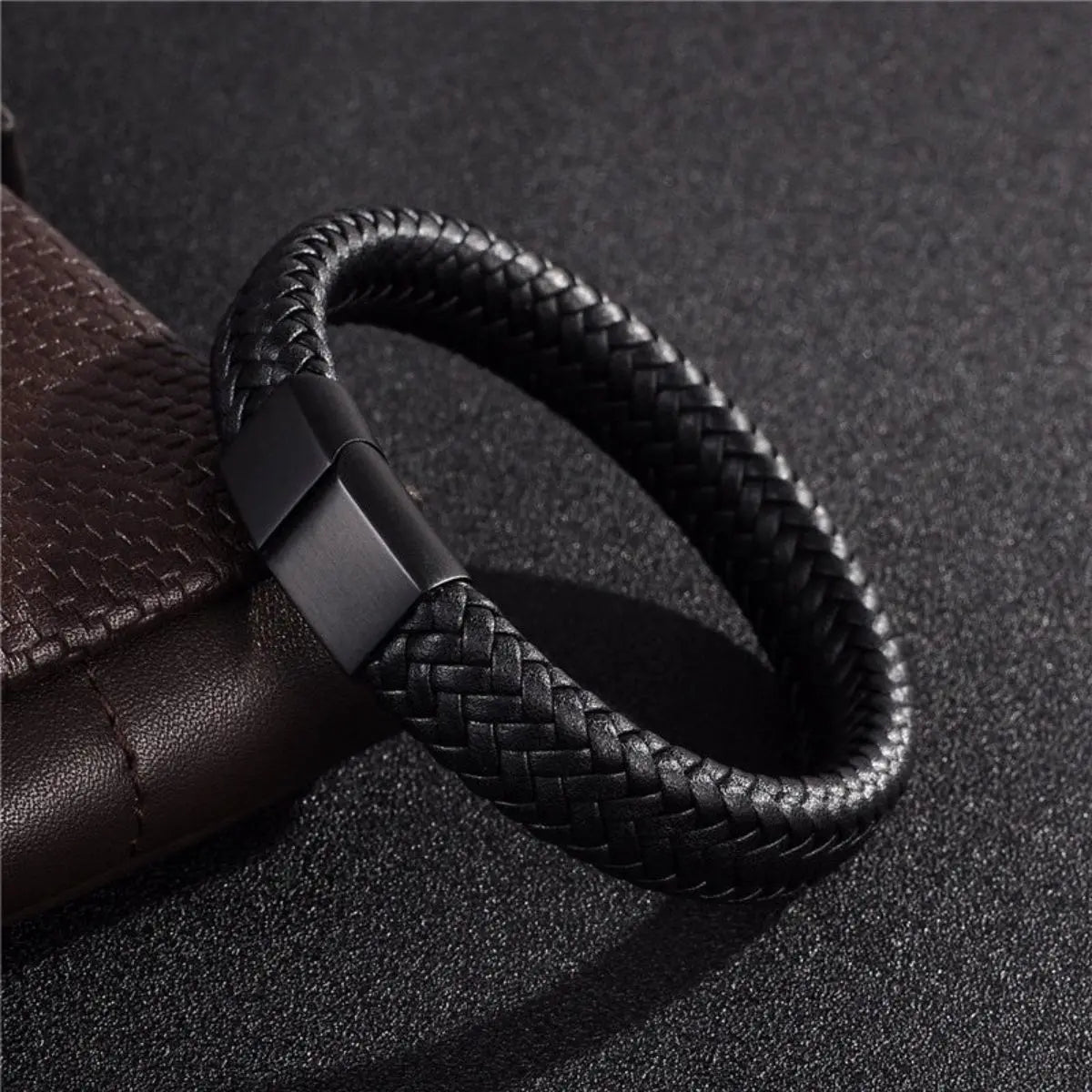 Retro Men Leather Bracelet Woven Multi Size Bangle - Smarsty